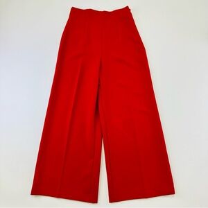 Red wide leg crop pant Womens Medium Zara high waisted red trousers Office Party